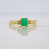 Emerald Square Ring 33pts 2.85g / T8 Yellow Gold 18K