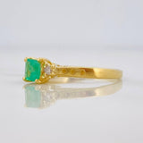 Emerald Square Ring 33pts 2.85g / T8 Yellow Gold 18K
