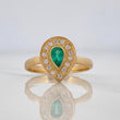 Emerald Teardrop Ring 25pts 2.95g / T6 1/2 Yellow Gold 18K