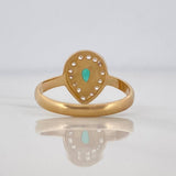 Emerald Teardrop Ring 25pts 2.95g / T6 1/2 Yellow Gold 18K