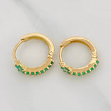 Hoop Earrings Flower Emeralds 24pts Diamond 2pts 2.25g / 1/2 in 18K Yellow Gold