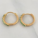 Hoop Earrings Flower Emeralds 24pts Diamond 2pts 2.25g / 1/2 in 18K Yellow Gold