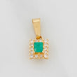 Pendant Square Emeralds 13pts Diamonds 14pts 1.05g / 1/2 in Yellow Gold 18K