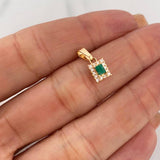 Pendant Square Emeralds 13pts Diamonds 14pts 1.05g / 1/2 in Yellow Gold 18K