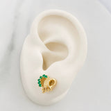 Stud Earrings Heart Emeralds 24pts 4.5g / in / 8.4mm Yellow Gold 18K