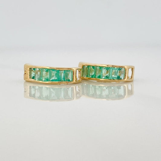 Hoop Earrings Carril Emeralds 50pts 2.5g / 1/2 in Yellow Gold 18K