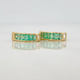 Hoop Earrings Carril Emeralds 50pts 2.5g / 1/2 in Yellow Gold 18K