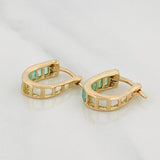 Hoop Earrings Carril Emeralds 50pts 2.5g / 1/2 in Yellow Gold 18K