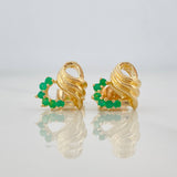Stud Earrings Heart Emeralds 24pts 4.5g / in / 8.4mm Yellow Gold 18K