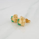 Stud Earrings Heart Emeralds 24pts 4.5g / in / 8.4mm Yellow Gold 18K