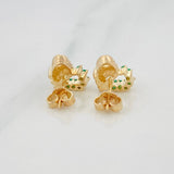 Stud Earrings Heart Emeralds 24pts 4.5g / in / 8.4mm Yellow Gold 18K