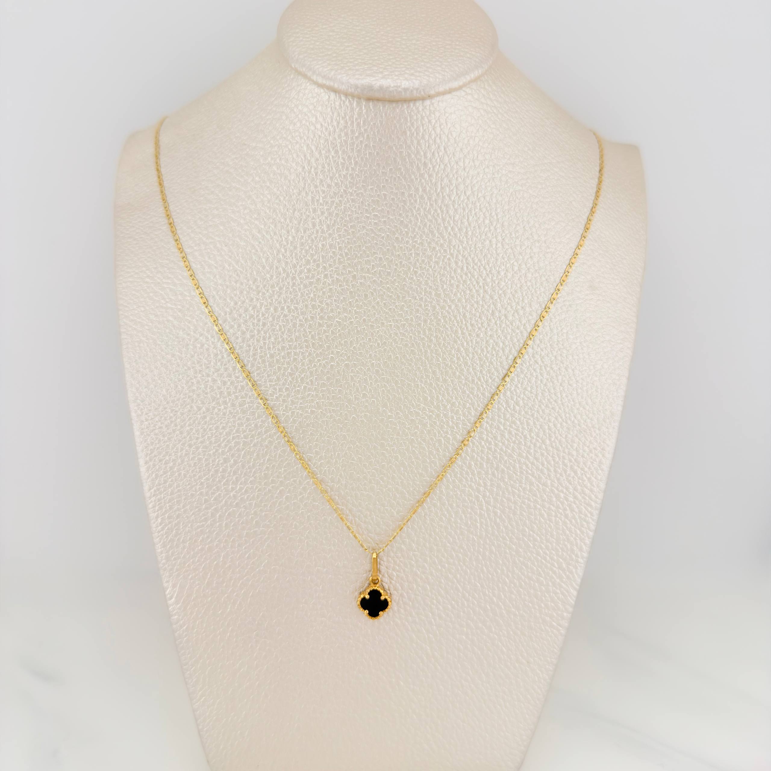 Set Flat Mariner Chain + Clover Pendant / 2.75gr / 19 3/4 in Three Golds 18K