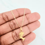 Set Cadena Escalera Plana + Dije Cleopatra / 2.1gr / 19 3/4 in Tres Oros 18K