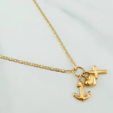 Set Flat Mariner Chain + Pendant Tres Gracias / 2.25gr / 19 3/4 in Three Golds 18K