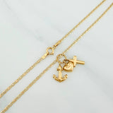 Set Flat Mariner Chain + Pendant Tres Gracias / 2.25gr / 19 3/4 in Three Golds 18K