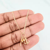 Set Flat Mariner Chain + Pendant Tres Gracias / 2.25gr / 19 3/4 in Three Golds 18K