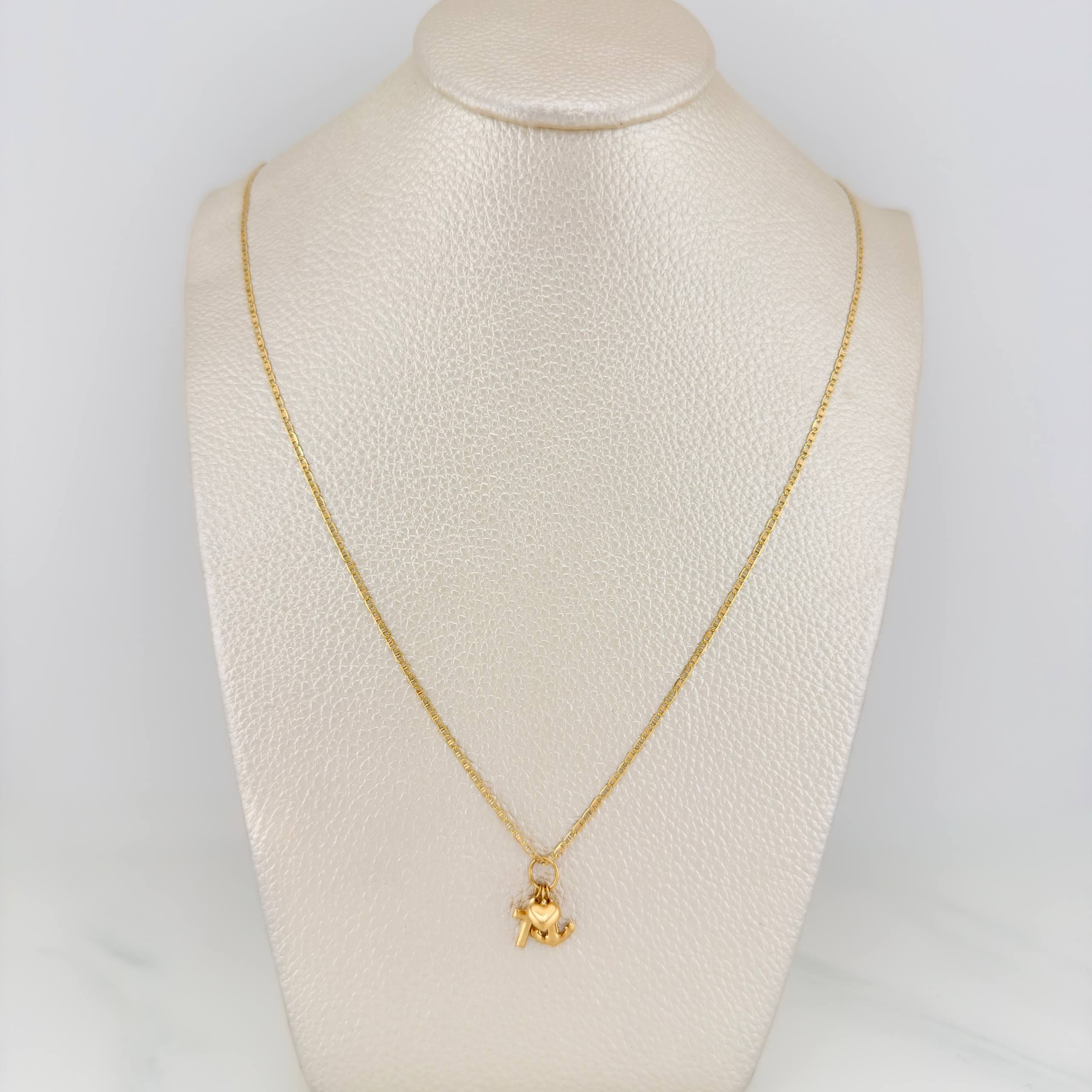 Set Flat Mariner Chain + Pendant Tres Gracias / 2.25gr / 19 3/4 in Three Golds 18K