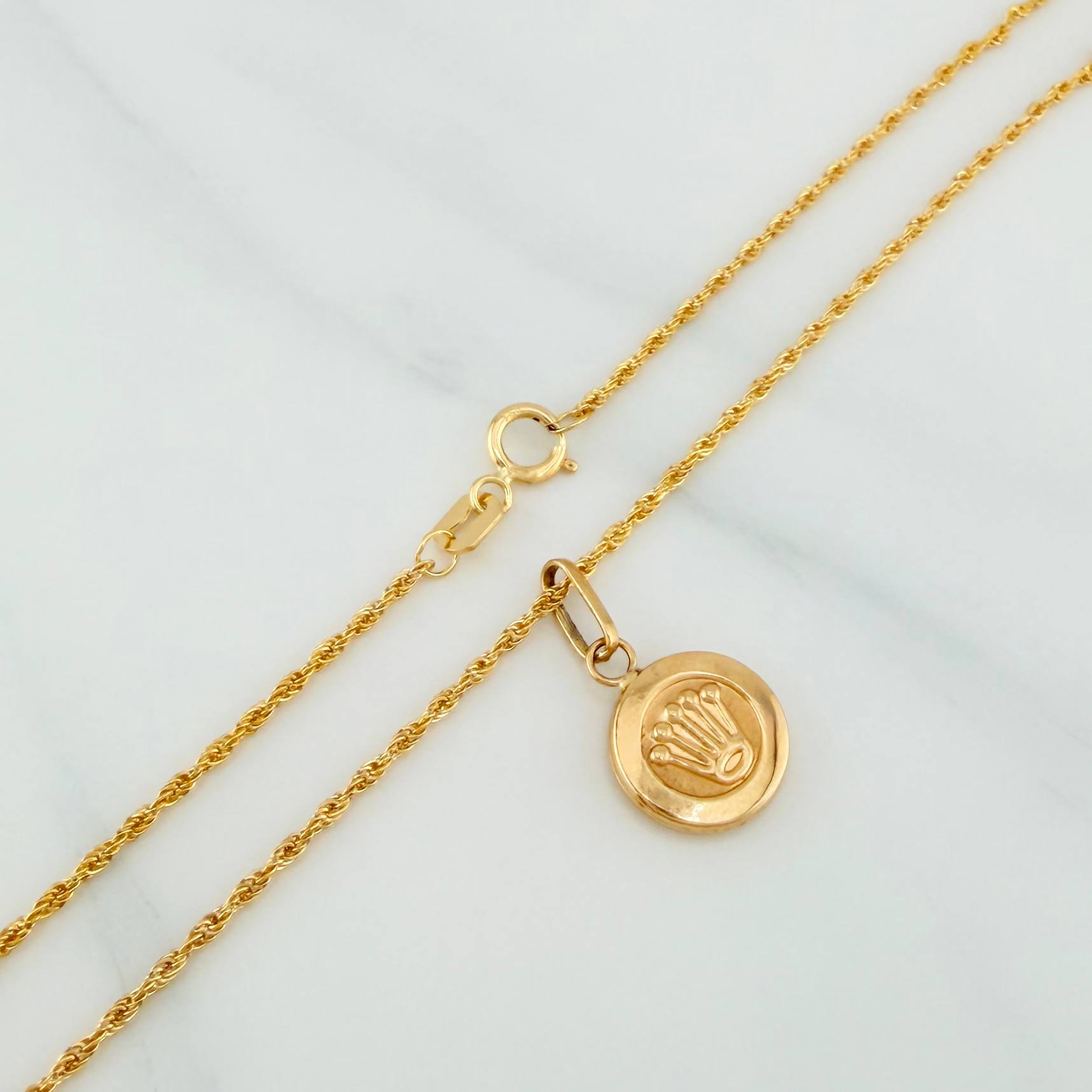 Rope Chain Set + Crown Pendant / 1.8gr / 23 1/2 in 18K Yellow Gold