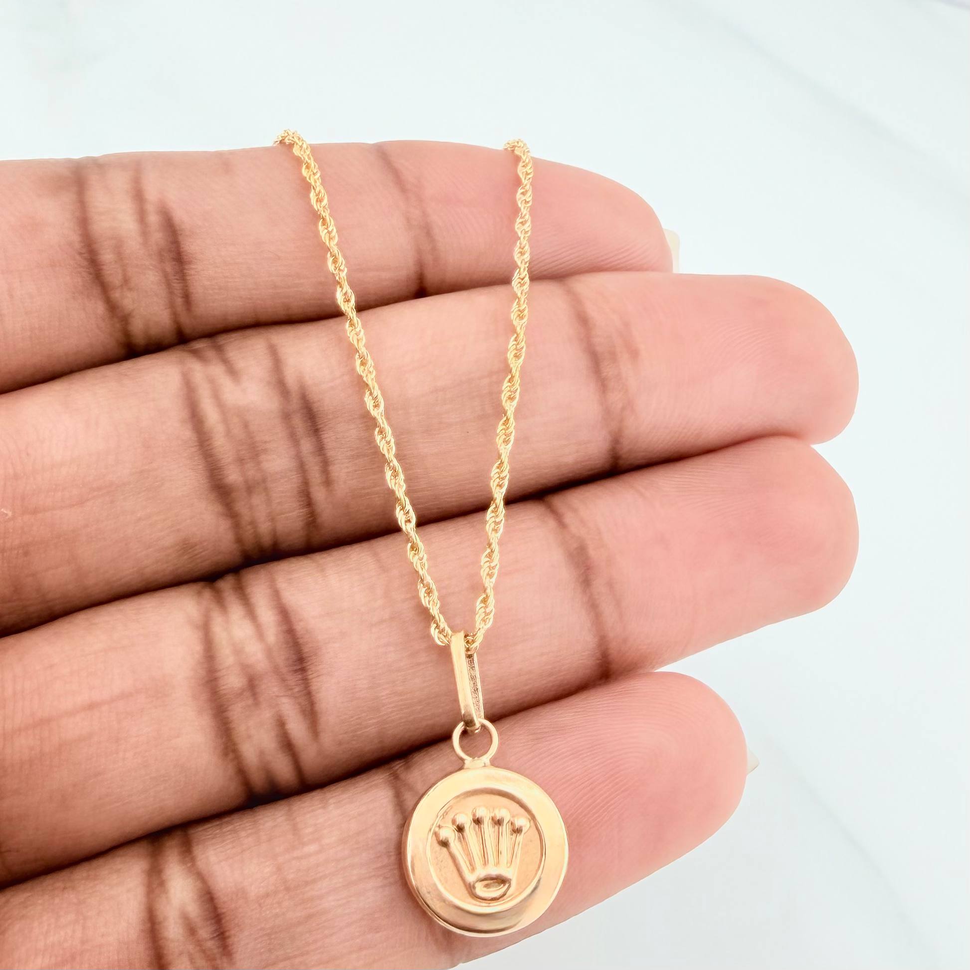 Rope Chain Set + Crown Pendant / 1.8gr / 23 1/2 in 18K Yellow Gold
