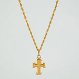 Set Rope Chain + Pendant Cross / 1.55gr / 23 3/4 in Yellow Gold 18K