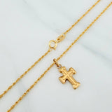 Set Rope Chain + Pendant Cross / 1.55gr / 23 3/4 in Yellow Gold 18K