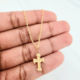 Set Rope Chain + Pendant Cross / 1.55gr / 23 3/4 in Yellow Gold 18K