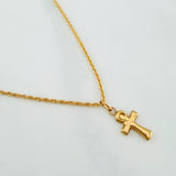 Set Rope Chain + Pendant Cross / 1.5gr / 23 1/2 in Yellow Gold 18K