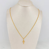 Set Rope Chain + Pendant Cross / 1.5gr / 23 1/2 in Yellow Gold 18K