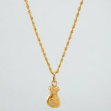Rope Chain Set + Money Bag Pendant / 1.6gr / 23 1/2 in 18K Yellow Gold
