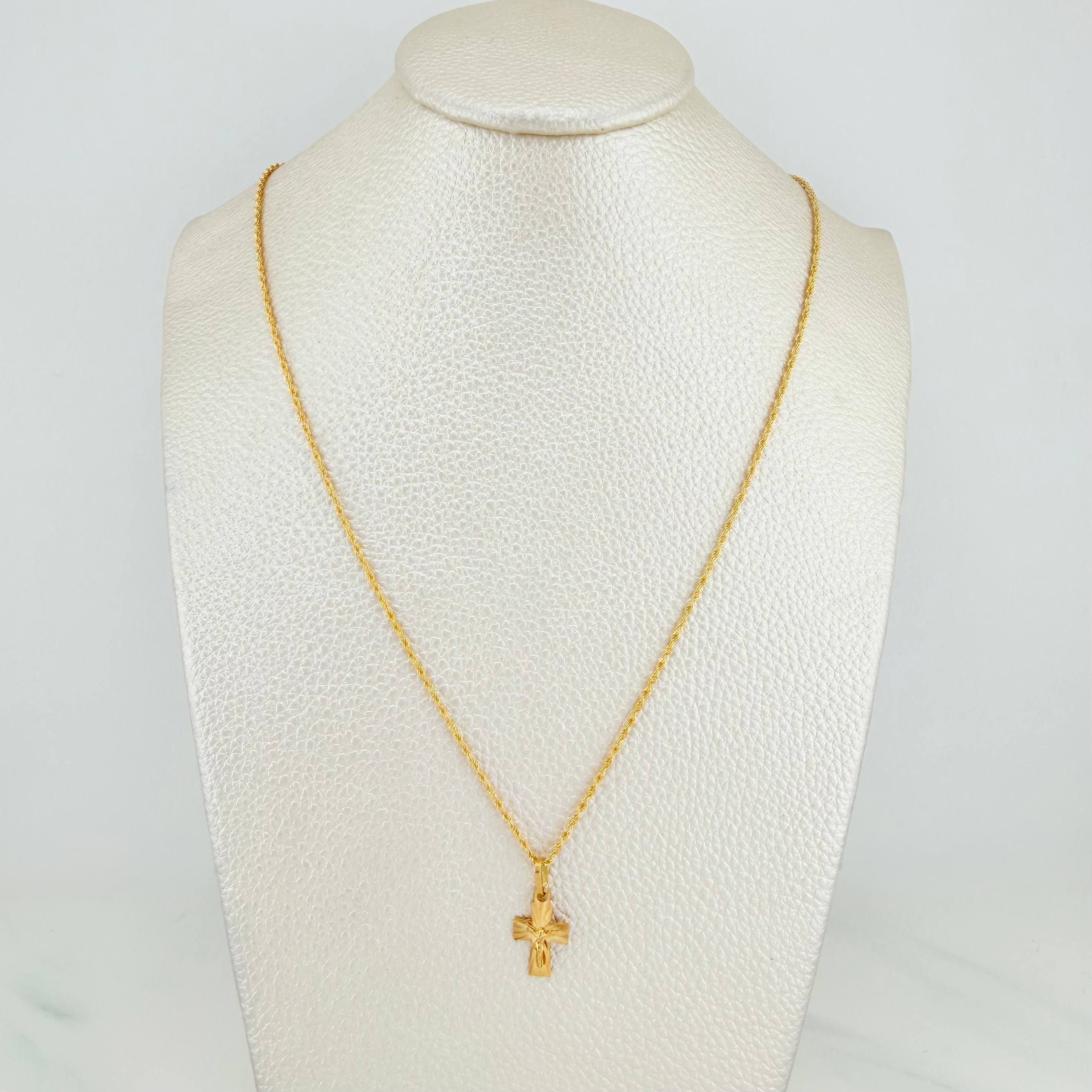 Rope Chain Set + Christ Cross Pendant / 1.75gr / 23 3/4 in 18K Yellow Gold