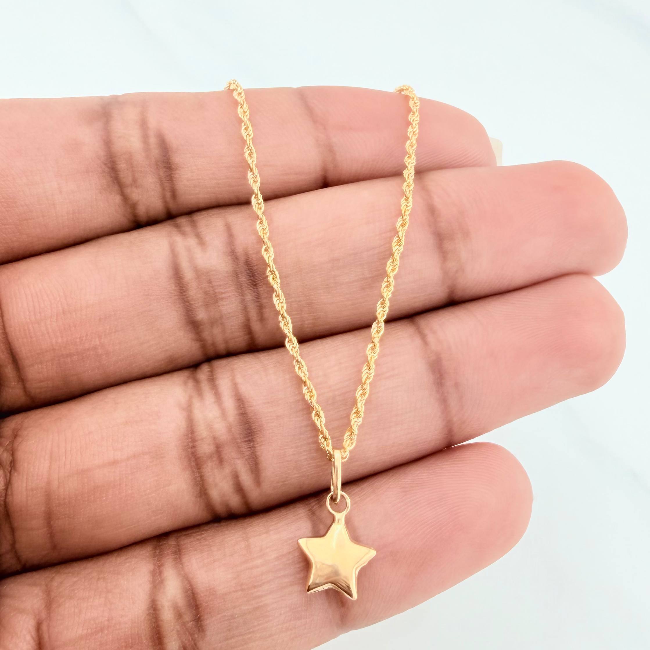 Set Rope Chain + Star Pendant / 1.3gr / 19 3/4 in 18K Yellow Gold