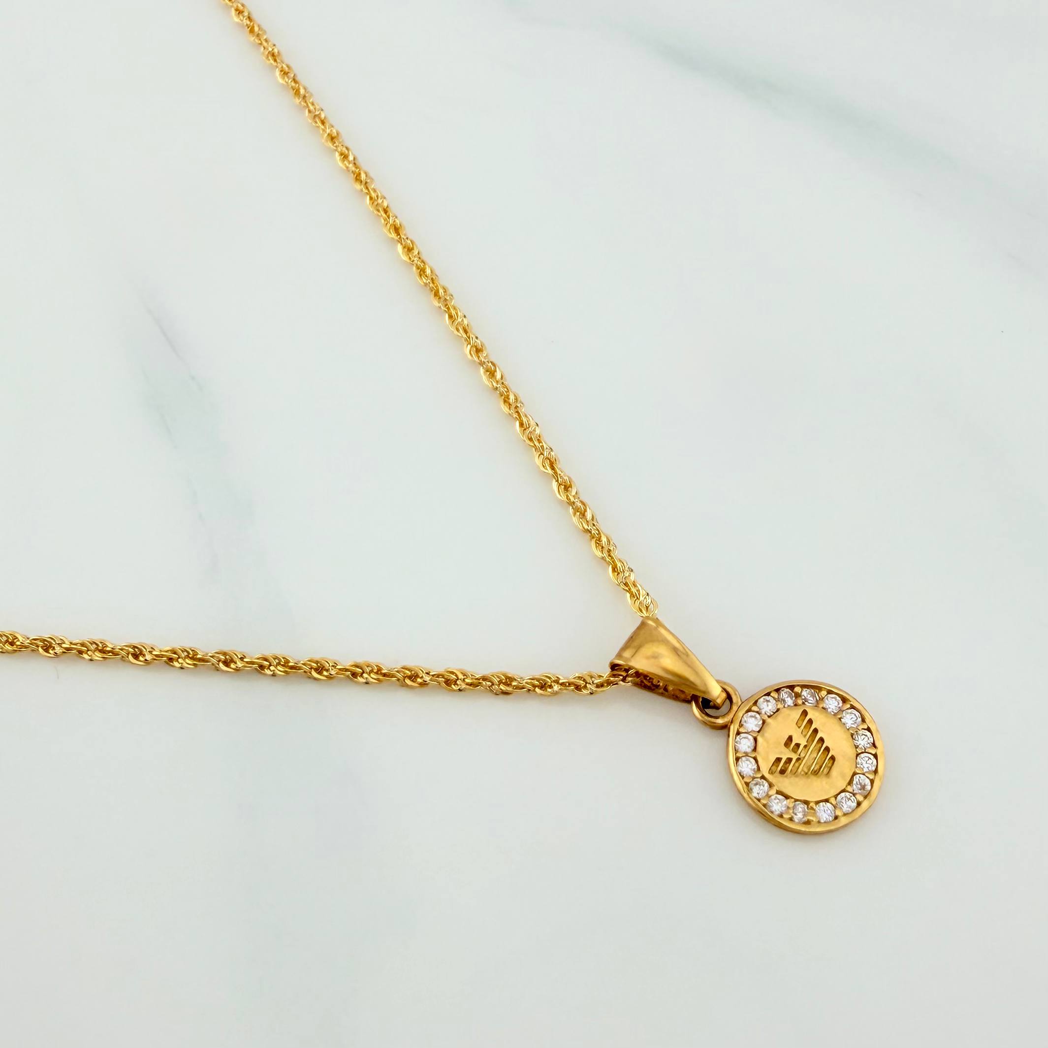 Set Rope Chain + Pendant Emporio / 1.65gr / 19 3/4 in Yellow Gold 18K