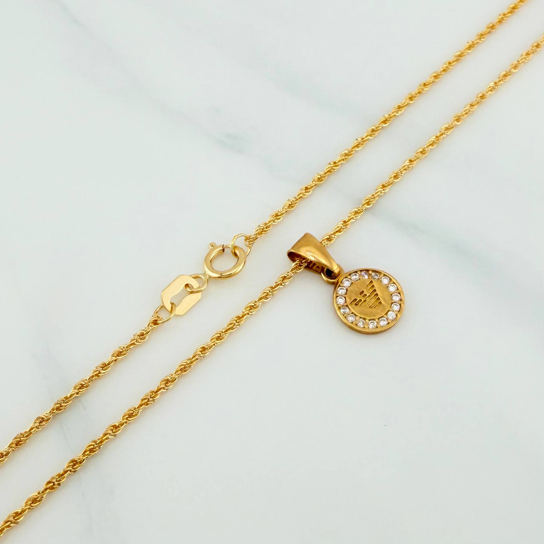 Set Rope Chain + Pendant Emporio / 1.65gr / 19 3/4 in Yellow Gold 18K