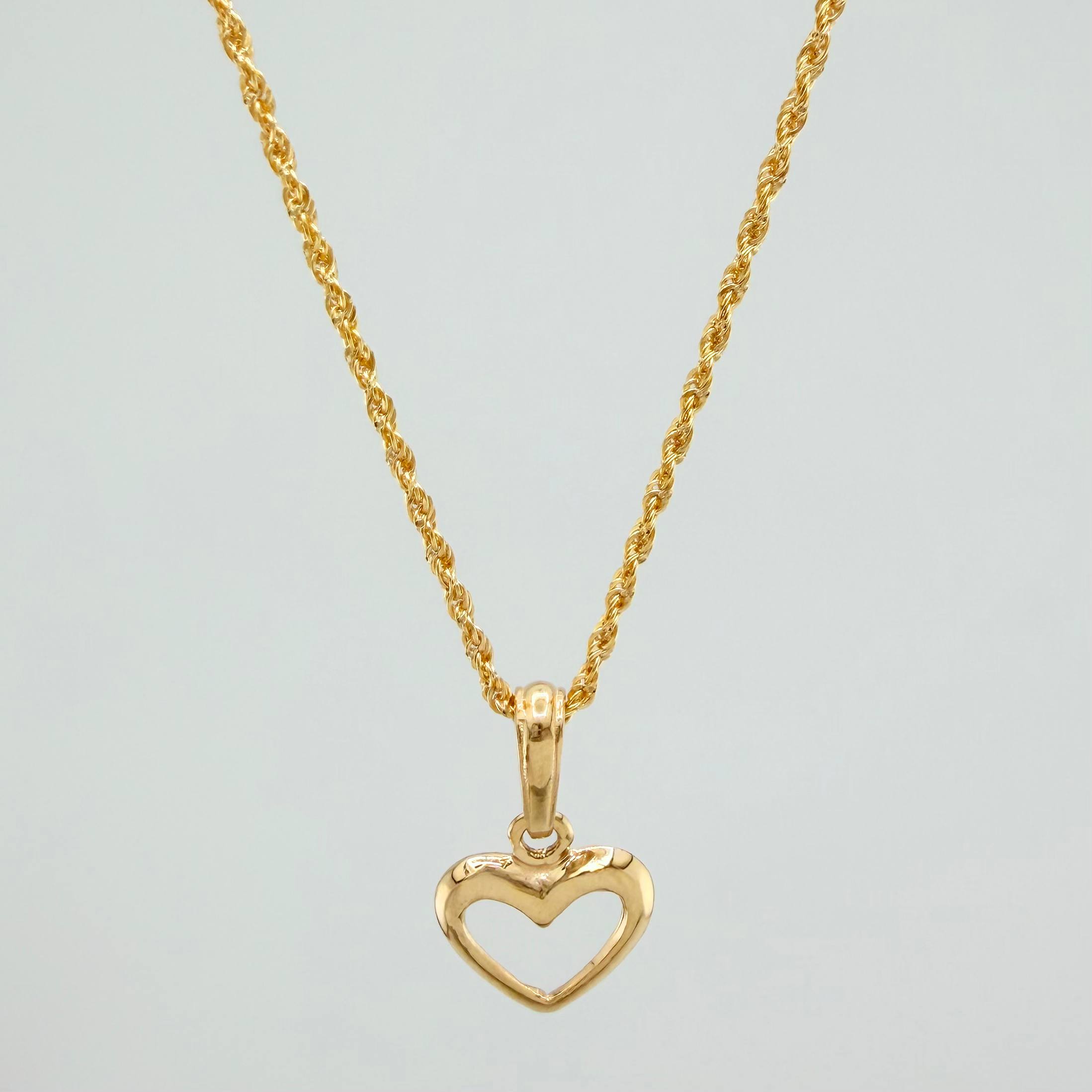 Set Rope Chain + Pendant Heart Silhouette / 1.75gr / 19 1/2 in 18K Yellow Gold