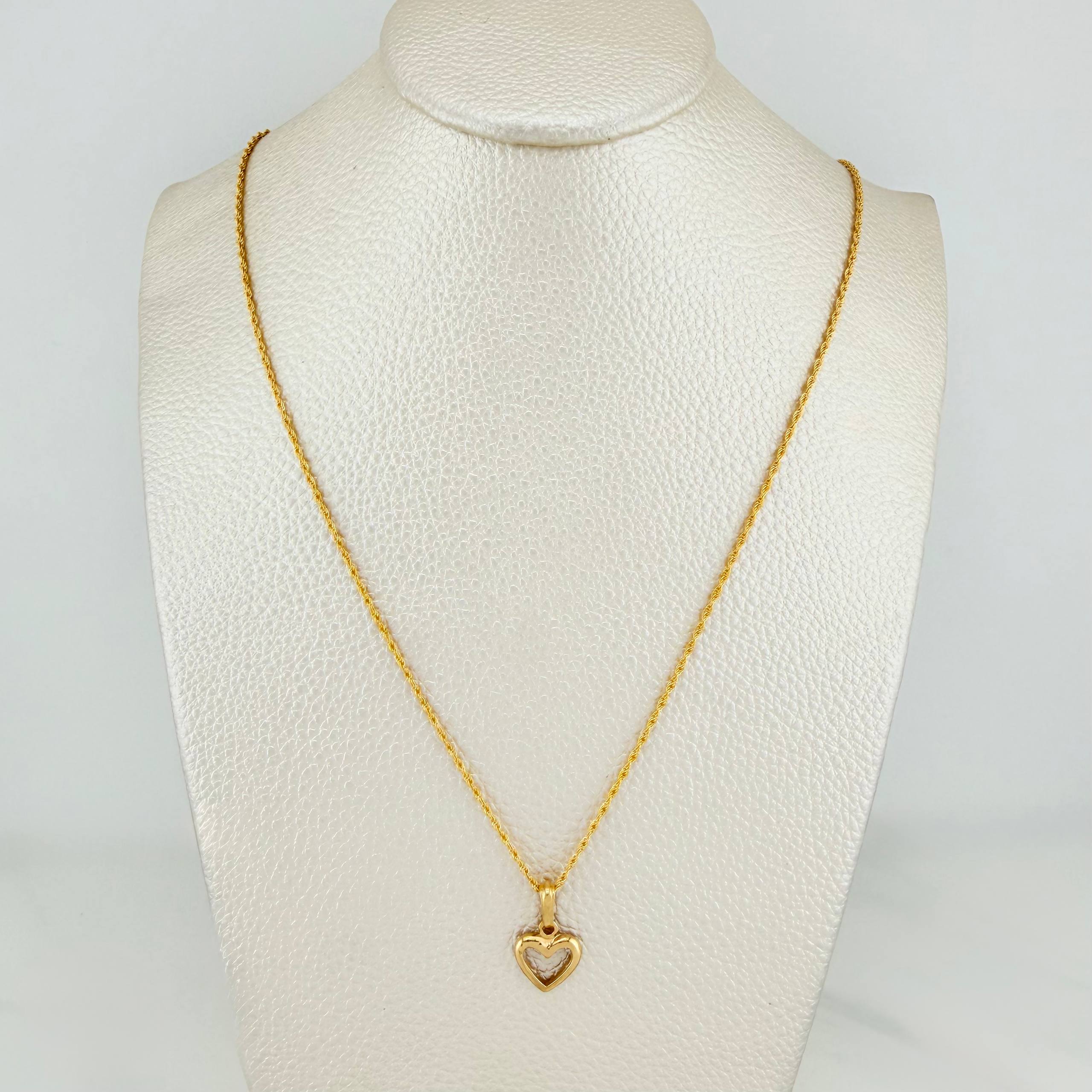 Set Rope Chain + Pendant Heart Silhouette / 1.75gr / 19 1/2 in 18K Yellow Gold