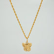 Set Rope Chain + Diamond Cut Butterfly Pendant / 1.7gr / 19 3/4 in 18K Yellow Gold