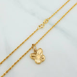 Set Rope Chain + Diamond Cut Butterfly Pendant / 1.7gr / 19 3/4 in 18K Yellow Gold