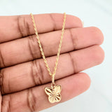 Set Rope Chain + Diamond Cut Butterfly Pendant / 1.7gr / 19 3/4 in 18K Yellow Gold