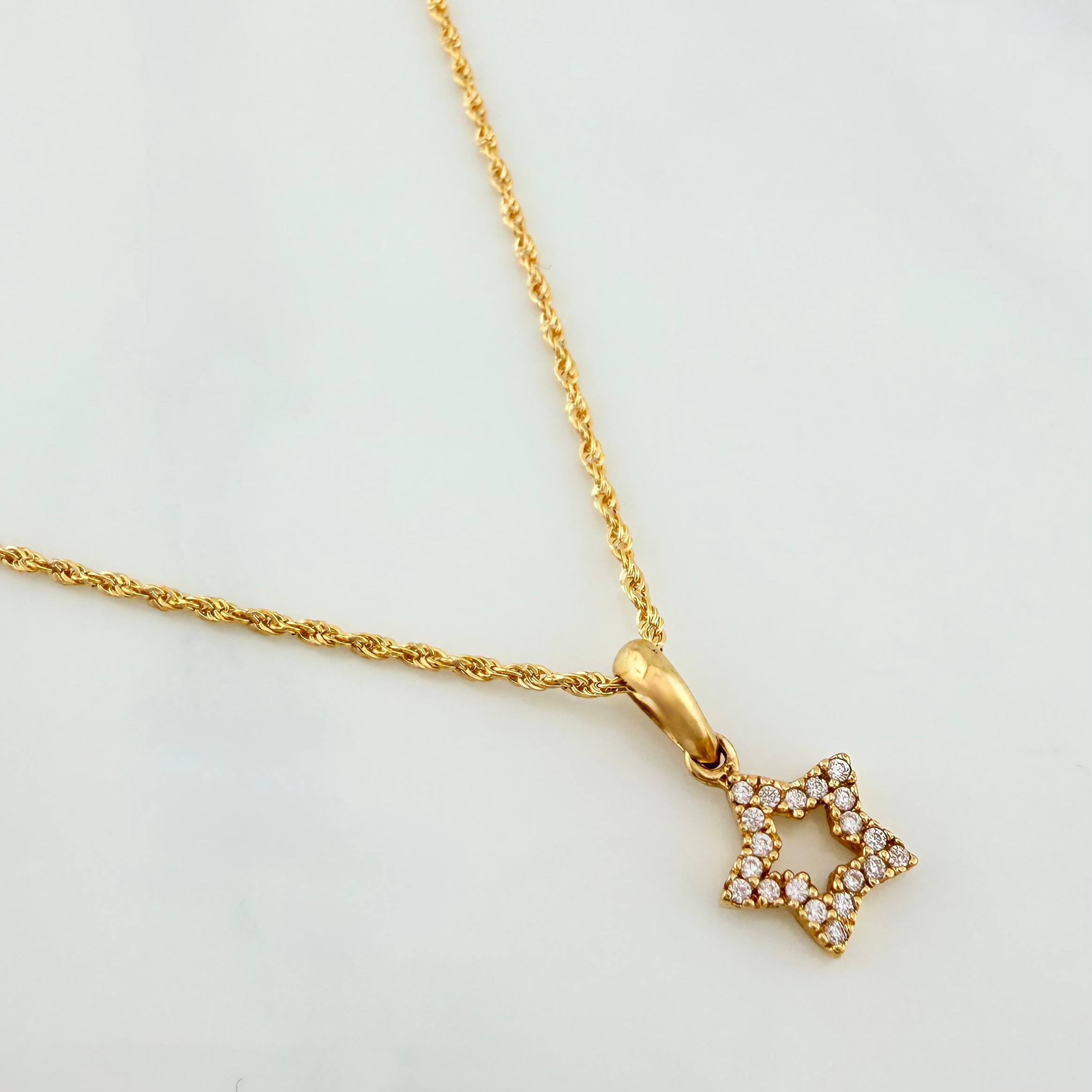 Rope Chain Set + Star Silhouette Pendant / 1.7gr / 19 3/4 in 18K Yellow Gold