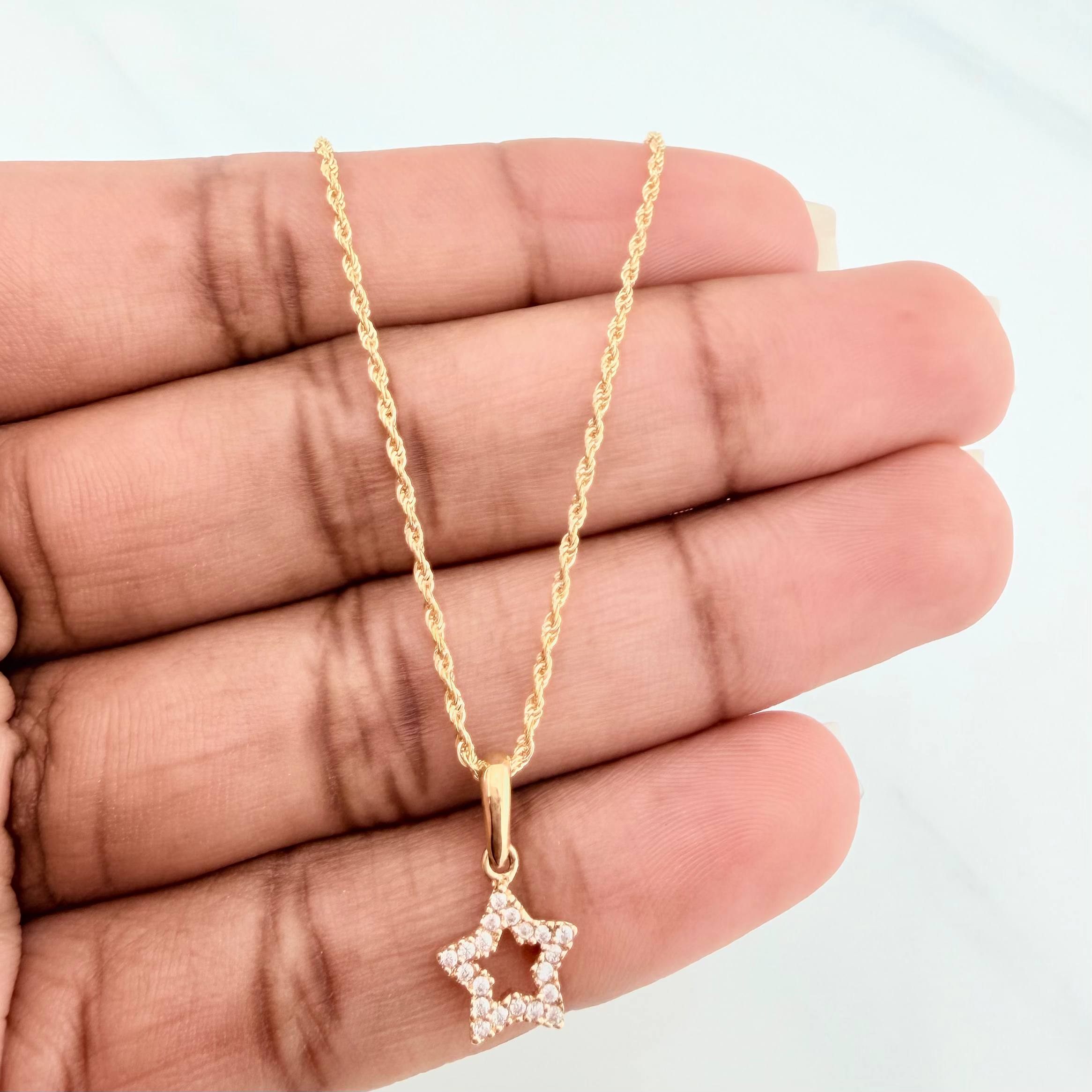 Rope Chain Set + Star Silhouette Pendant / 1.7gr / 19 3/4 in 18K Yellow Gold