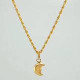 Set Rope Chain + Pendant Half Moon / 1.35gr / 19 3/4 in 18K Yellow Gold