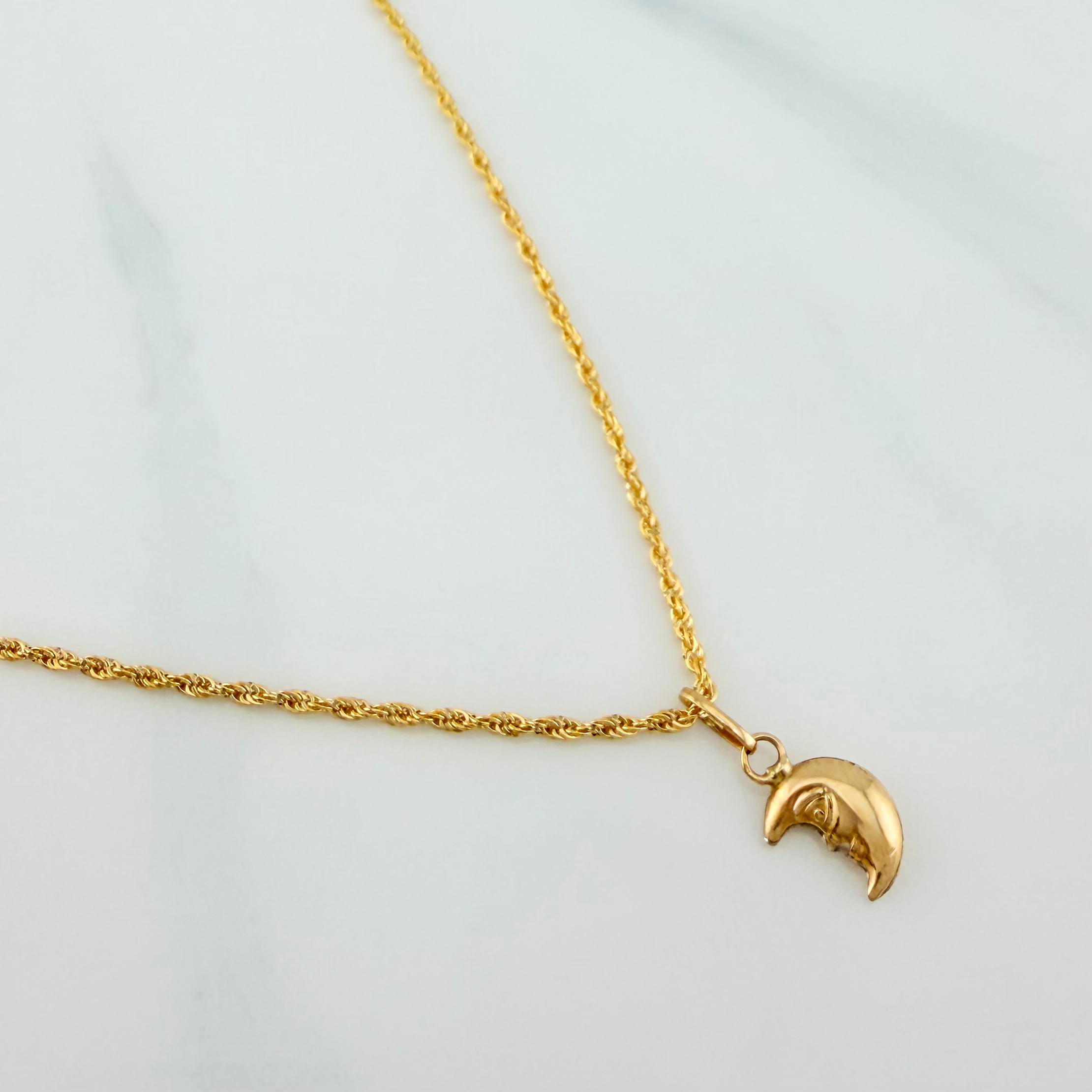 Set Rope Chain + Pendant Half Moon / 1.35gr / 19 3/4 in 18K Yellow Gold