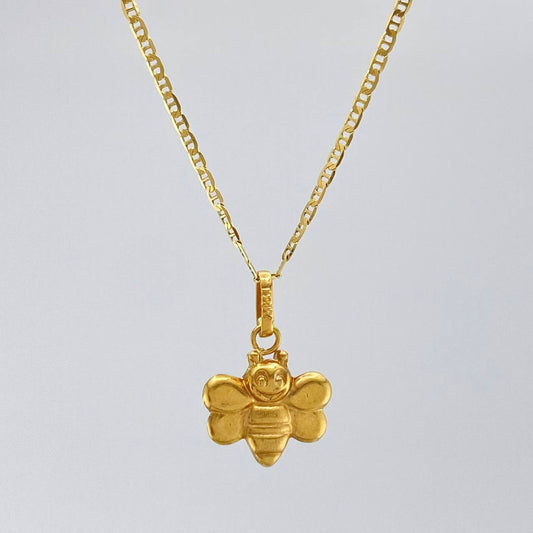 Set Cadena Escalera + Dije Abeja / 2.65gr / 19 3/4 in Oro Amarillo 18K