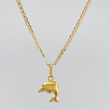 Set Flat Mariner Chain + Pendant Dolphin / 2.4gr / 19 1/2 in 18K Yellow Gold