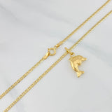 Set Flat Mariner Chain + Pendant Dolphin / 2.4gr / 19 1/2 in 18K Yellow Gold