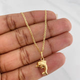 Set Flat Mariner Chain + Pendant Dolphin / 2.4gr / 19 1/2 in 18K Yellow Gold