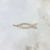 Pendant Fish Silhouette 1.3gr / 3.2cm / White Zircons Yellow Gold