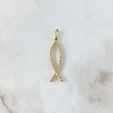 Pendant Fish Silhouette 1.3gr / 3.2cm / White Zircons Yellow Gold