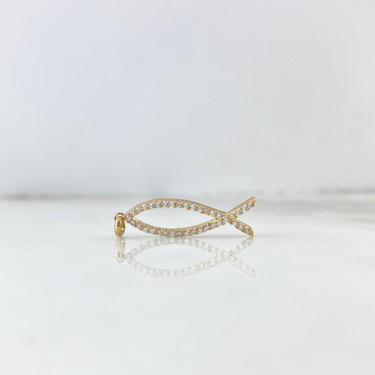 Pendant Fish Silhouette 1.3gr / 3.2cm / White Zircons Yellow Gold