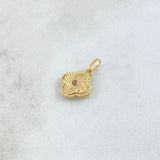 Pendant Clover Diamond Cut Spiral 0.7gr / 1.7cm / Yellow Gold 18K Dotted